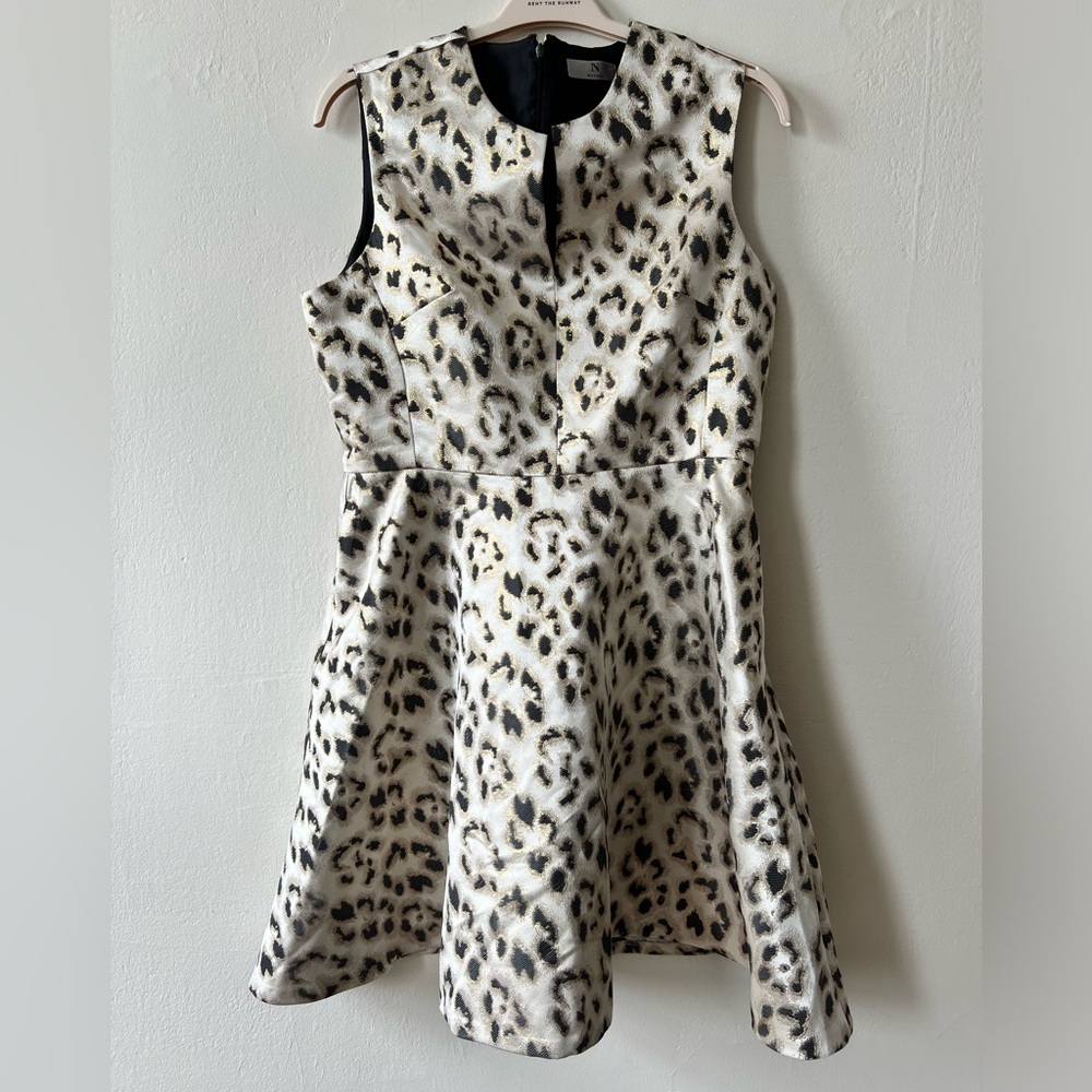 NEW Natori Fit & Flare Mini Dress – Black & White Graphic Print, Size 14